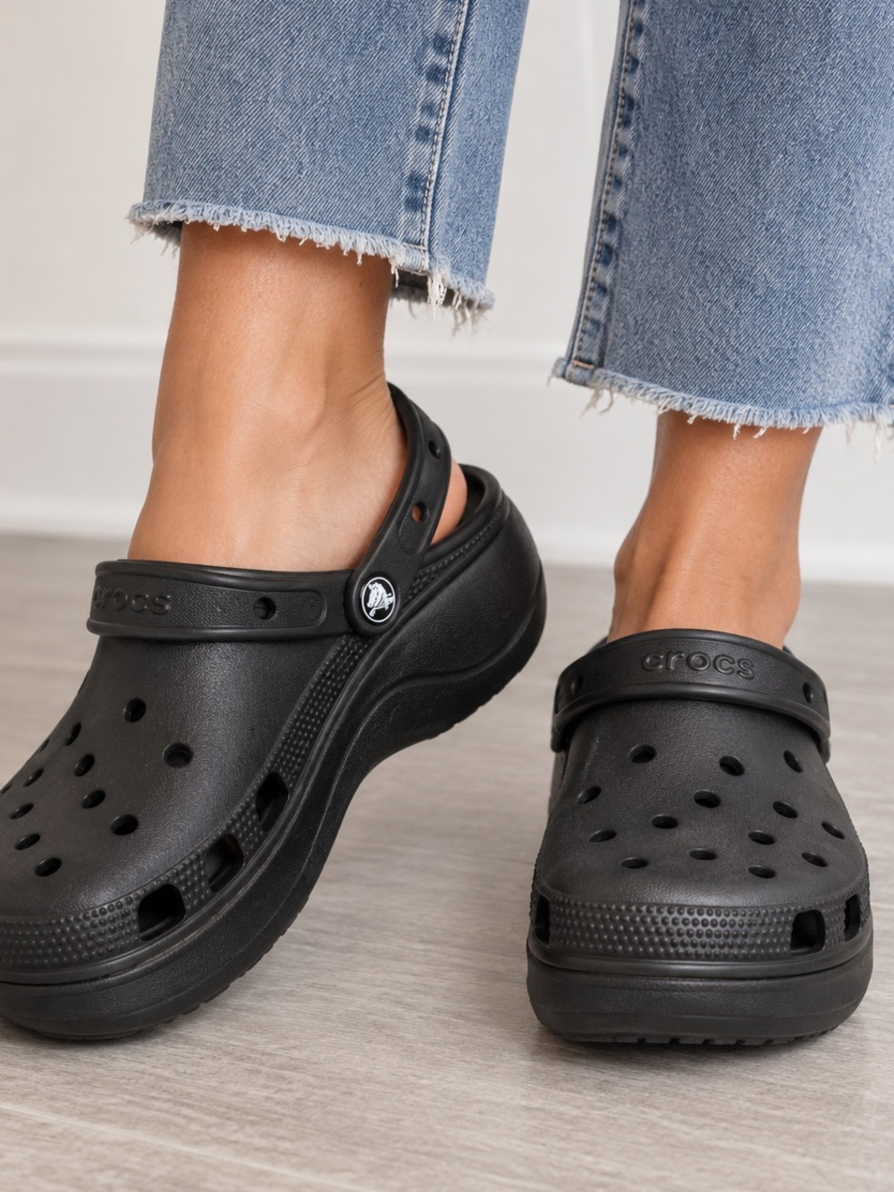 Crocs Baya Platform Clogs Black Women's, Size 9